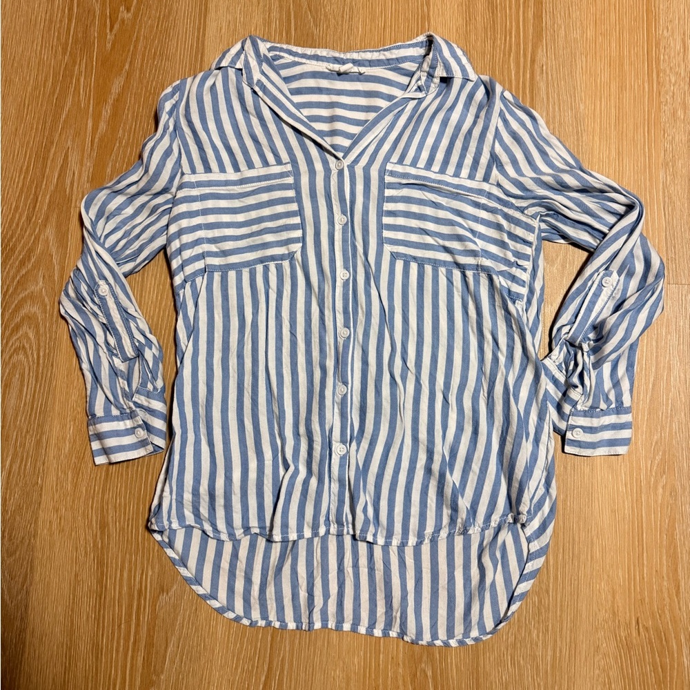 Vintage Blue Striped Women's Top